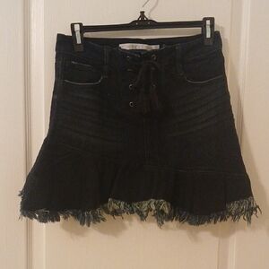 Tinseltown Dark Blue Wash Mini Skirt Fit and Flare